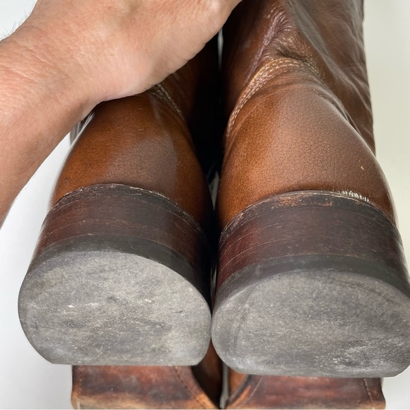 Dan Post Roper Leather Cowboy Western Boots Brown Pull On Style Mens 9M - Picture 4 of 15